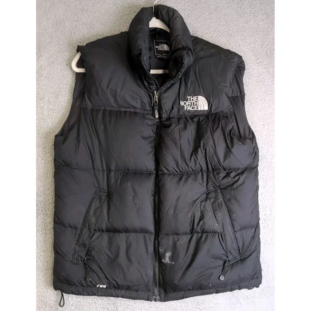 The North Face Nuptse Puffer‎ Vest Men's Medium 700 Goose Down Black Zip A188